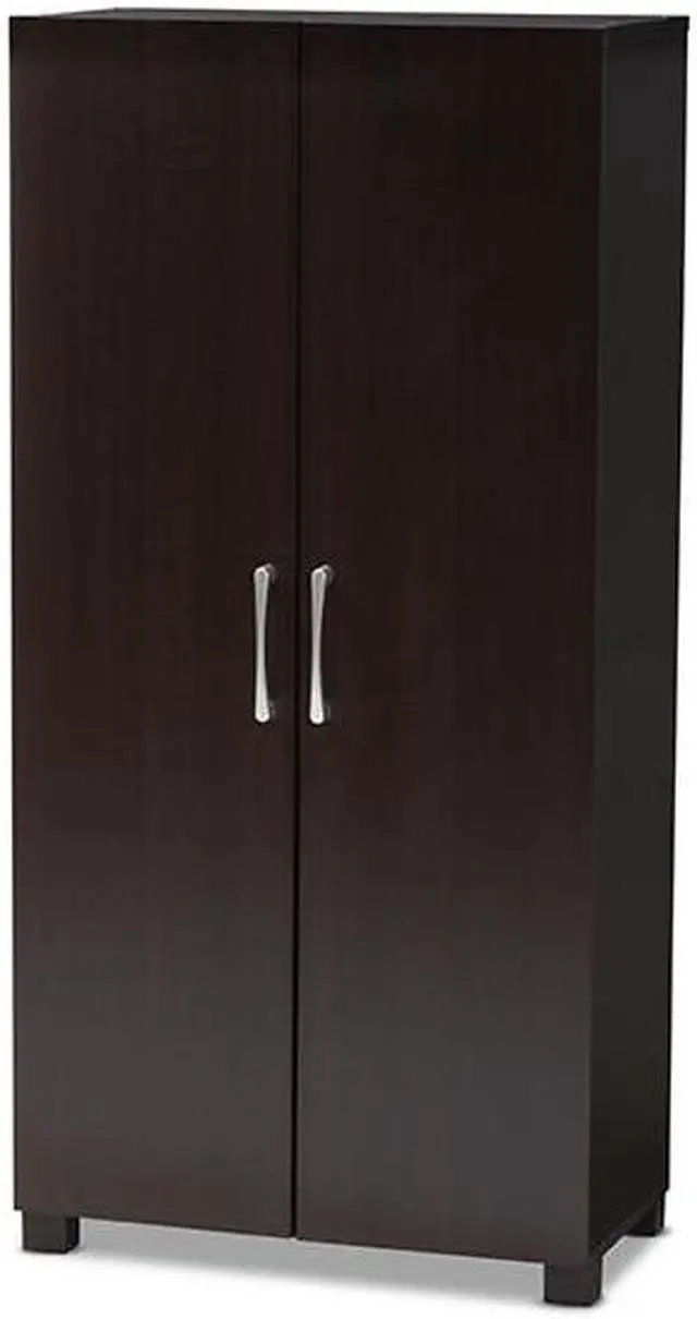 Alt view image 7 of 19 - Baxton Studio Marine Modern and Contemporary Wenge Dark Brown Finished 2-Door Wood Entryway Shoe Storage Cabinet