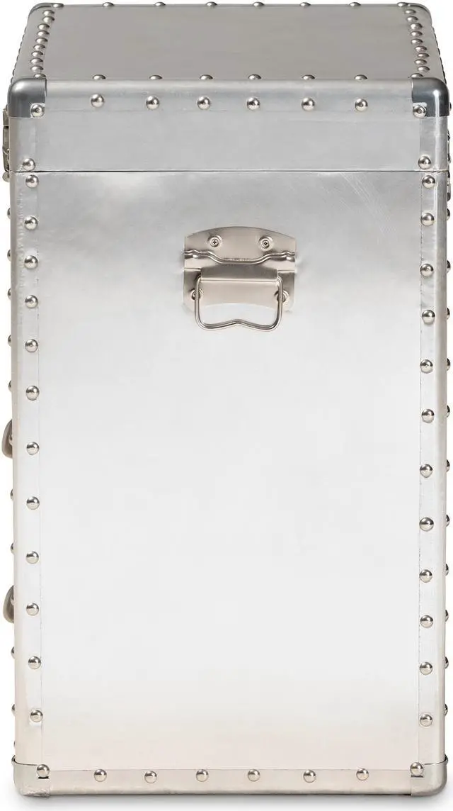 Alt view image 5 of 17 - Baxton Studio Serge French Industrial Silver Metal 2-Drawer Accent Storage Chest