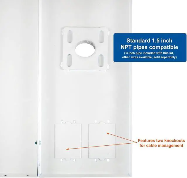 Alt view image 14 of 15 - QualGear® Pro-AV QG-KIT-S2-3IN-W Projector Mounting Kit - Projector Mount, Suspended Ceiling Adapter, a 3 inch 1.5-Inch NPT Threaded Pipe in White