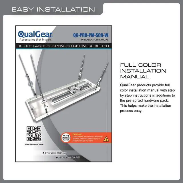 Alt view image 10 of 11 - QualGear® QG-PRO-PM-SCA-W Pro-AV Suspended Ceiling Adapter for 1.5