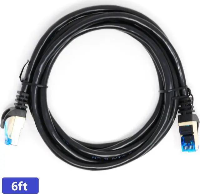 Main image of QualGear RJ45 Cat 7 Ethernet Patch Cable, 10Gpbs High-Speed Cable, 600MHz, Triple-Shielded, 6 ft, Black, Round