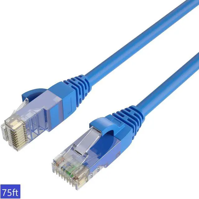 Main image of QualGear RJ45 Cat 6 Ethernet Patch Cable, 1Gpbs High-Speed Cable, 250MHz, Gold Plated Contacts, 75 ft, Blue