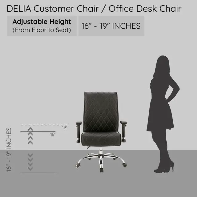 Alt view image 7 of 7 - DELIA Stylish Comfortable Office Desk Chair, Customer Rolling Seat, Diamond Stitched, Adjustable Height Perfect for Office, Conference Room, Reception, Waiting Area, Cappuccino