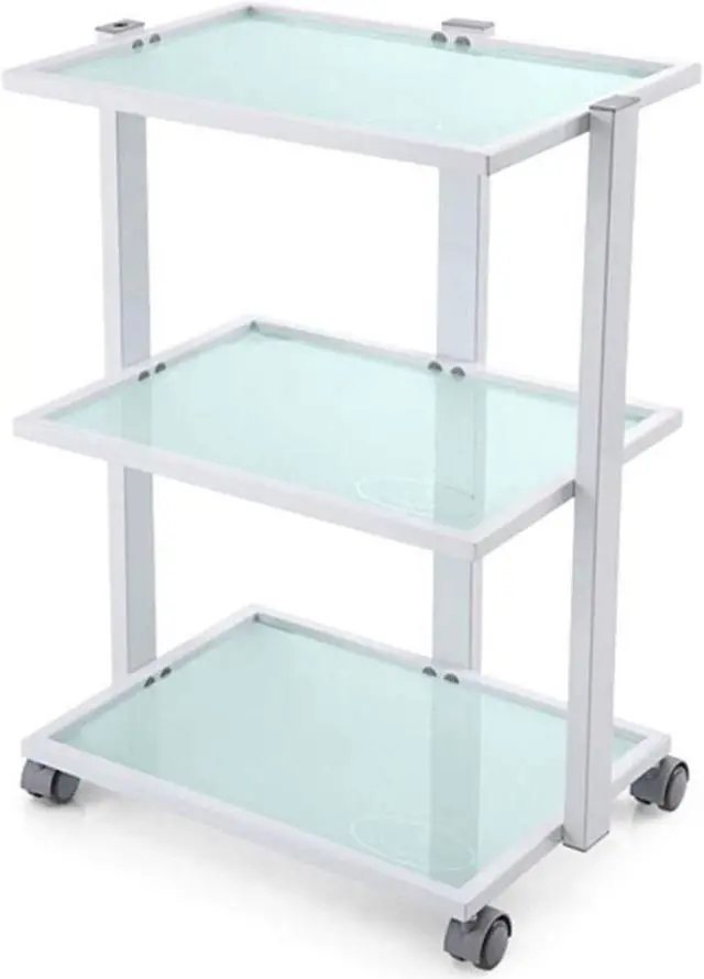 Main image of Eva Beauty Trolley Facial Cart With Glass Top for Beauty Salon Tattoo Studio, White