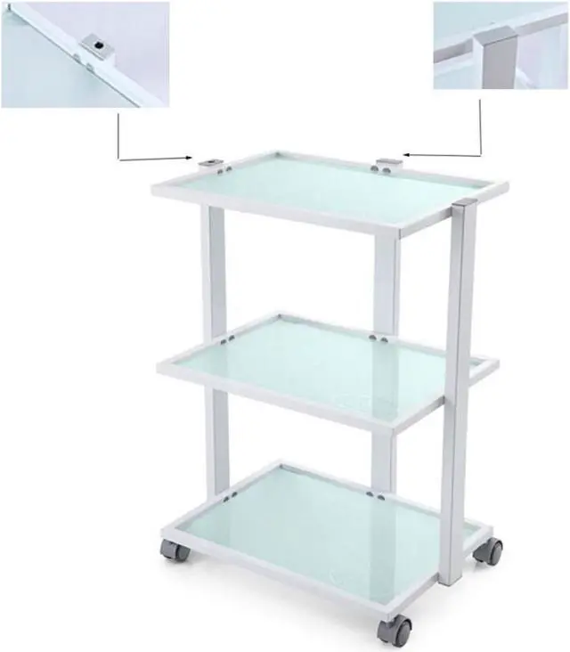 Alt view image 2 of 3 - Eva Beauty Trolley Facial Cart With Glass Top for Beauty Salon Tattoo Studio, White