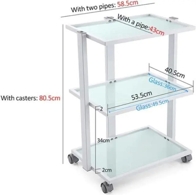 Alt view image 3 of 3 - Eva Beauty Trolley Facial Cart With Glass Top for Beauty Salon Tattoo Studio, White