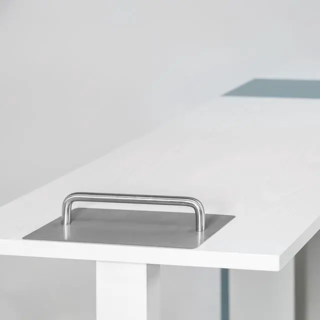 Alt view image 4 of 7 - Taylor Manicure Table Nail Desk, Versatile Foldable Station, Adjustable Length with Storage Cabinet for Salon Home Studio, White/Grey