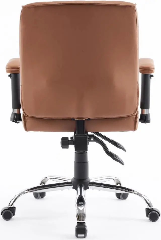 Alt view image 4 of 7 - DELIA Stylish Comfortable Office Desk Chair, Customer Rolling Seat, Diamond Stitched, Adjustable Height Perfect for Office, Conference Room, Reception, Waiting Area, Cappuccino