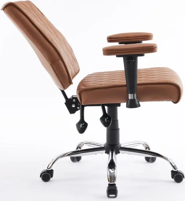 Alt view image 5 of 7 - DELIA Stylish Comfortable Office Desk Chair, Customer Rolling Seat, Diamond Stitched, Adjustable Height Perfect for Office, Conference Room, Reception, Waiting Area, Cappuccino