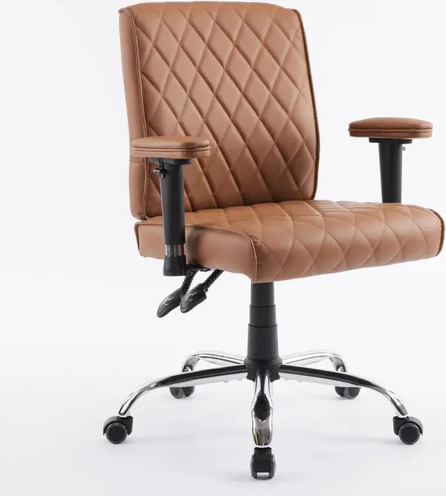 Main image of DELIA Stylish Comfortable Office Desk Chair, Customer Rolling Seat, Diamond Stitched, Adjustable Height Perfect for Office, Conference Room, Reception, Waiting Area, Cappuccino