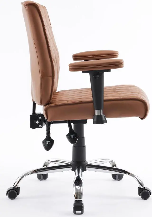 Alt view image 3 of 7 - DELIA Stylish Comfortable Office Desk Chair, Customer Rolling Seat, Diamond Stitched, Adjustable Height Perfect for Office, Conference Room, Reception, Waiting Area, Cappuccino