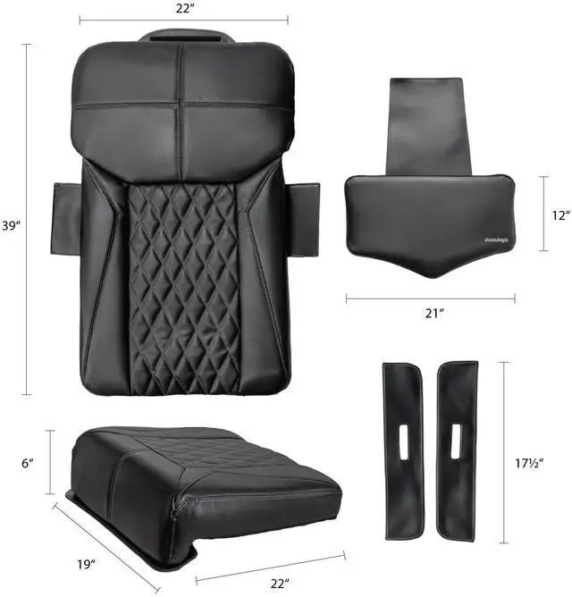 Alt view image 3 of 3 - Shiatsulogic Pedicure Chair Cushion Cover Set for Nail Salon Pedicure Furniture, Luxurious & Modern, Tufted Design, Classic Black