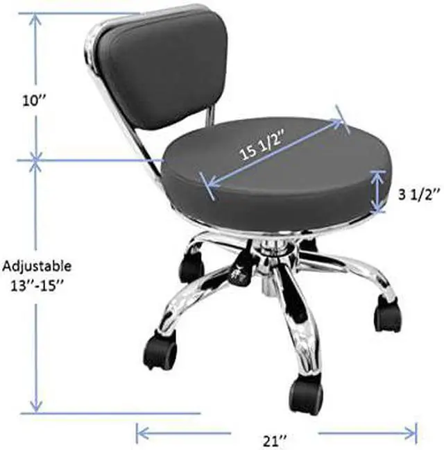 Alt view image 3 of 8 - Salon Nail Pedicure Stool Pedicure Chair DAYTON BLACK Pneumatic, Adjustable, Rolling Salon Furniture & Equipment