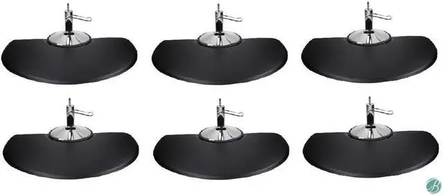 Main image of Berkeley Semi-Circle Salon Mat 3' x 5'  EXTRA-THICK (Set of 6) BLACK Anti-fatigue Mat for Salon or Barber Shop
