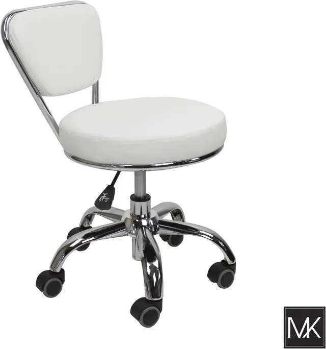 Alt view image 3 of 7 - MAYAKOBA Set of 2 Salon Nail Pedicure Stool DAYTON WHITE Pneumatic Adjustable Height, Rolling Salon Furniture & Equipment