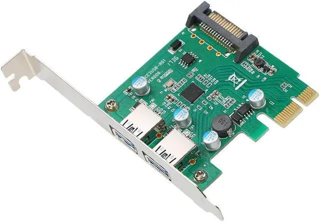 Alt view image 4 of 6 - Super Speed USB3.0 PCI-E Expansion Card Adapter External 2 Port USB 3.0 Hub PCI-E Card 4Pin Power Connector for PC Computer