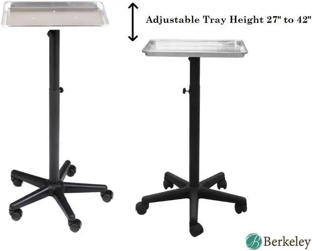 Alt view image 3 of 6 - BAILEY Silver Rolling Salon Service Tray, Hair Coloring Tray with Adjustable height, Ideal for Salon, Spa, Beauty, Tattoo Studio