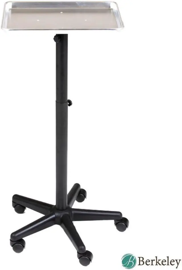 Alt view image 2 of 6 - BAILEY Silver Rolling Salon Service Tray, Hair Coloring Tray with Adjustable height, Ideal for Salon, Spa, Beauty, Tattoo Studio