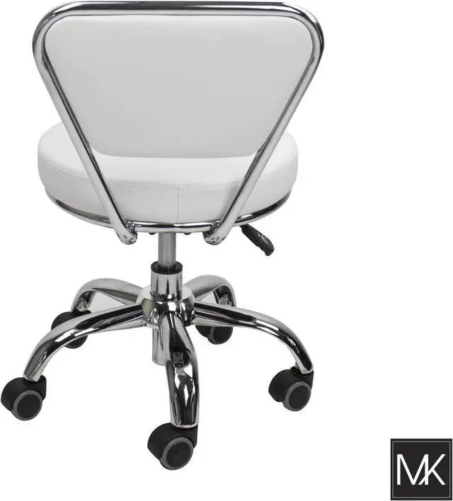 Alt view image 4 of 7 - MAYAKOBA Set of 2 Salon Nail Pedicure Stool DAYTON WHITE Pneumatic Adjustable Height, Rolling Salon Furniture & Equipment