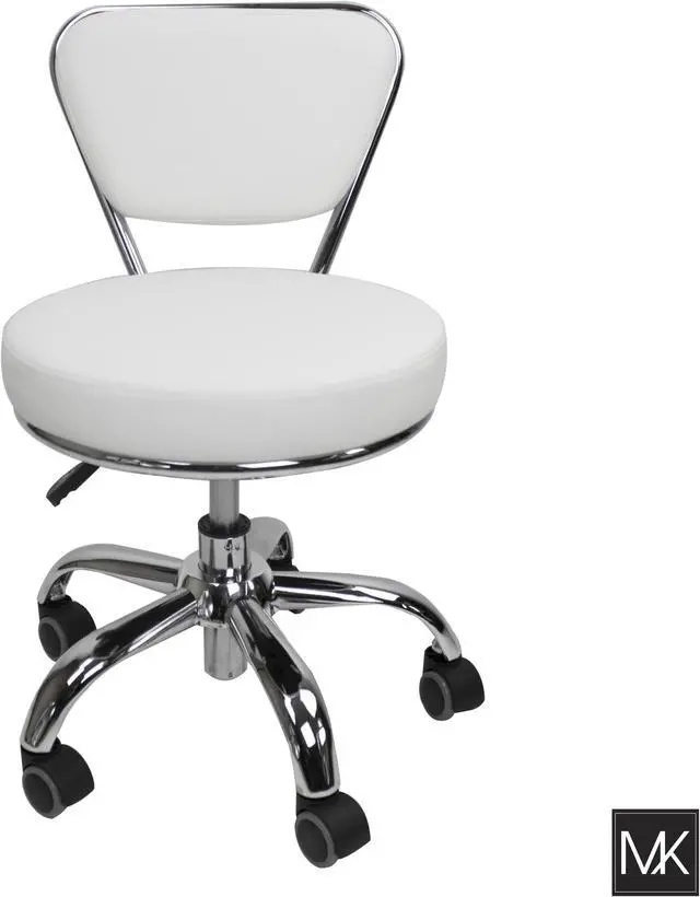 Alt view image 2 of 7 - MAYAKOBA Set of 2 Salon Nail Pedicure Stool DAYTON WHITE Pneumatic Adjustable Height, Rolling Salon Furniture & Equipment