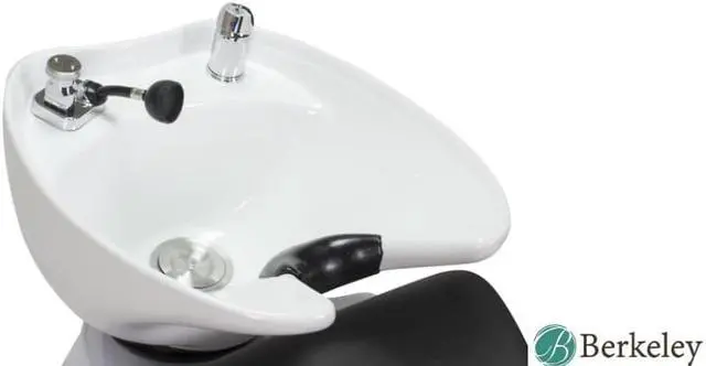 Alt view image 7 of 7 - KLYNE Shampoo Backwash Unit (BLACK) with WHITE Shampoo Bowl, Adjustable Footrest and Faucet for Beauty Salon, Hair Salon