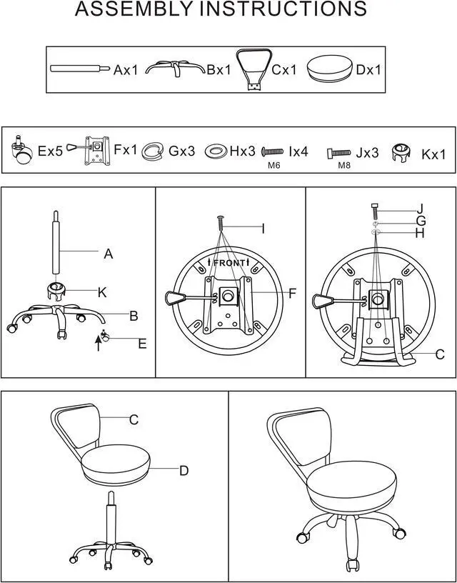 Alt view image 6 of 7 - Dayton Pedicure Stool (Black) Pneumatic, Adjustable Height, Perfect for Nail Salon, Pedicure spa