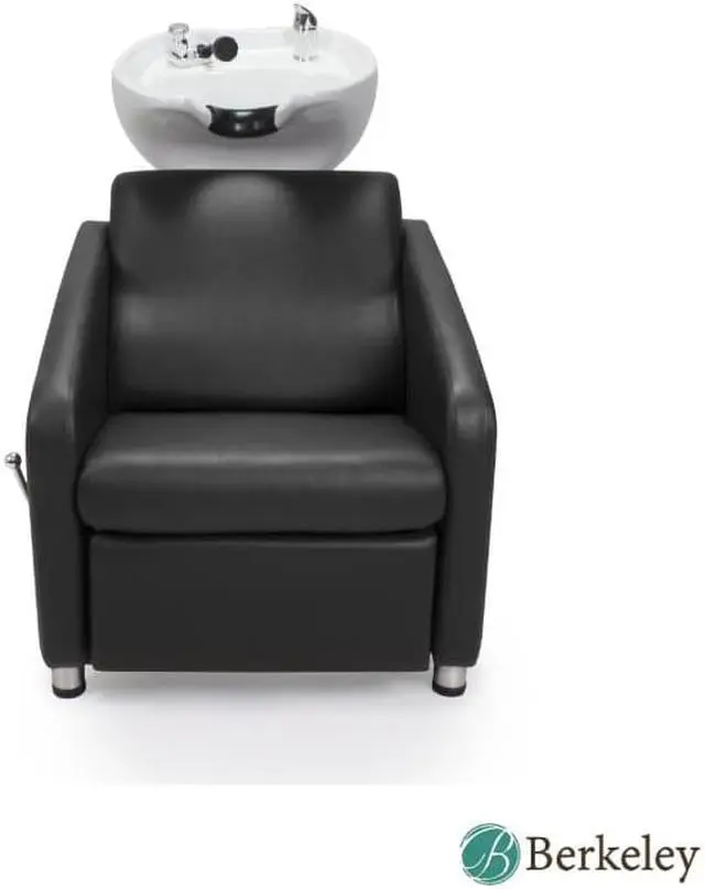 Alt view image 2 of 7 - KLYNE Shampoo Backwash Unit (BLACK) with WHITE Shampoo Bowl, Adjustable Footrest and Faucet for Beauty Salon, Hair Salon