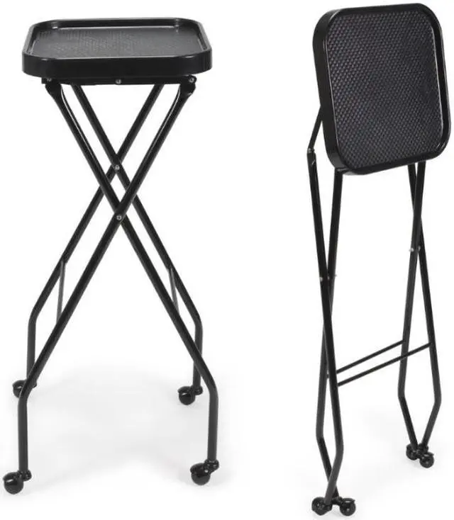 Main image of CALEB Fold-A-Way Salon Service Tray BLACK Rolling Service Tray for Barber Shop, Salon Furniture & Equipment