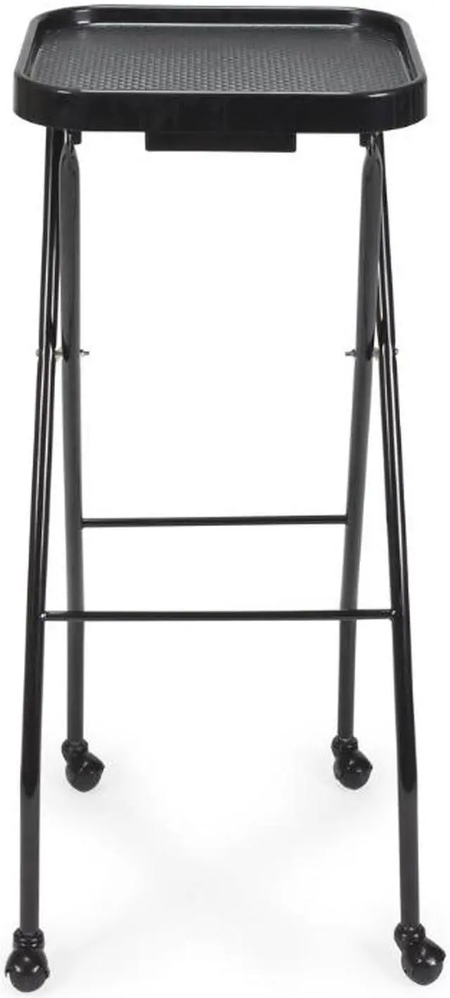 Alt view image 2 of 7 - CALEB Fold-A-Way Salon Service Tray BLACK Rolling Service Tray for Barber Shop, Salon Furniture & Equipment