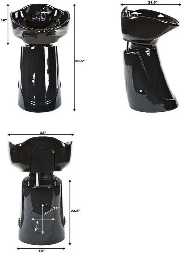 Alt view image 7 of 7 - Olympia Pedestal Shampoo Station with Adjustable Ceramic Shampoo Bowl, Professional Hair Salon Equipment
