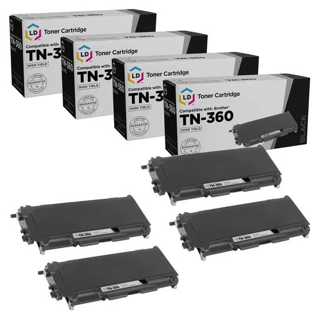 Alt view image 3 of 8 - LD © Compatible Brother TN360 (TN330) Set of 4 HY Black Cartridges for DCP-7030, DCP7-7040, DCP-7045N, HL-2140, HL-2150N, HL-2170W, MFC-7320, MFC-7340, MFC-7345DN, MFC-7345N, MFC-7440N, MFC-7840W