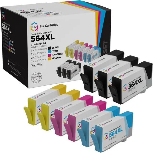 Main image of LD Products Compatible Ink Cartridge Replacement for HP 564XL High Yield (3 Black, 2 Cyan, 2 Magenta, 2 Yellow, 9-Pack)