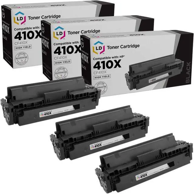 Main image of LD Products Compatible Toner Cartridge Replacement for HP 410X CF410X High Yield (Black, 3-Pack) For use in HP Color LaserJet Pro MFP M477fdn M477fdw, M477fnw, M452dn, M452dw and M452nww