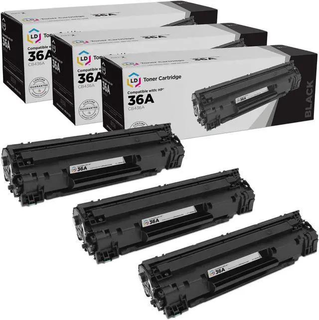 Main image of LD Products Compatible HP 36A CB436A Black Toner Cartridge 3-Pack Replacements for use in LaserJet M1522n MFP, M1522nf MFP, P1505, P1505n