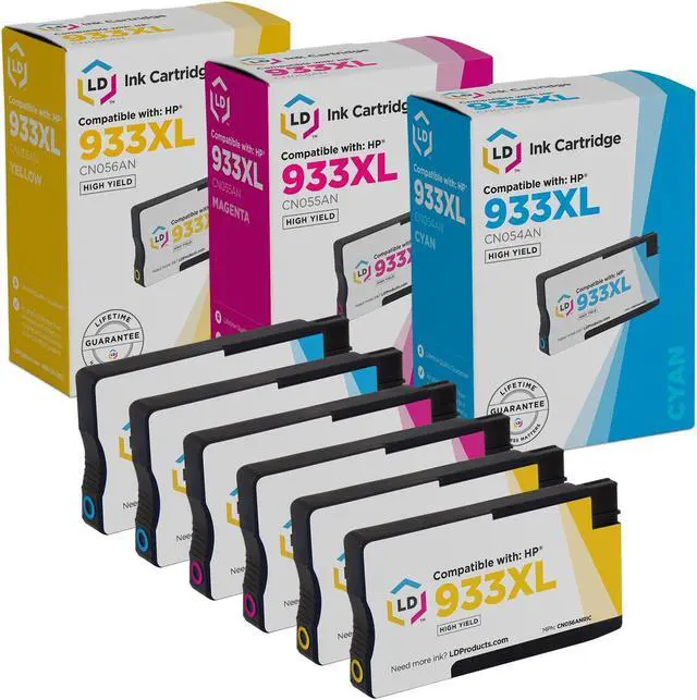 Main image of LD Products Remanufactured Ink Cartridge Replacement for HP 933XL High Yield (2 Cyan, 2 Magenta, 2 Yellow, 6-Pack)