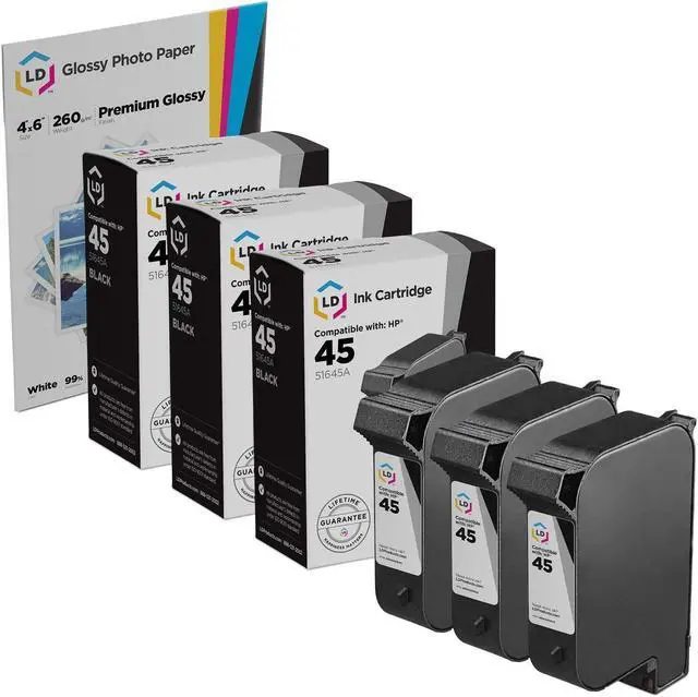Main image of LD Products Replacement for HP 45 51645A Ink Cartridges (Black, 3-Pack)
