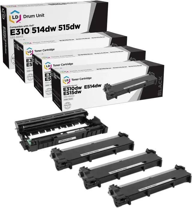 Main image of LD Products Compatible Toner & Drum Cartridge Replacements for Dell 593-BBKD & 593-BBKE (3 Toners, 1 Drum, 4 Cartridge Pack)