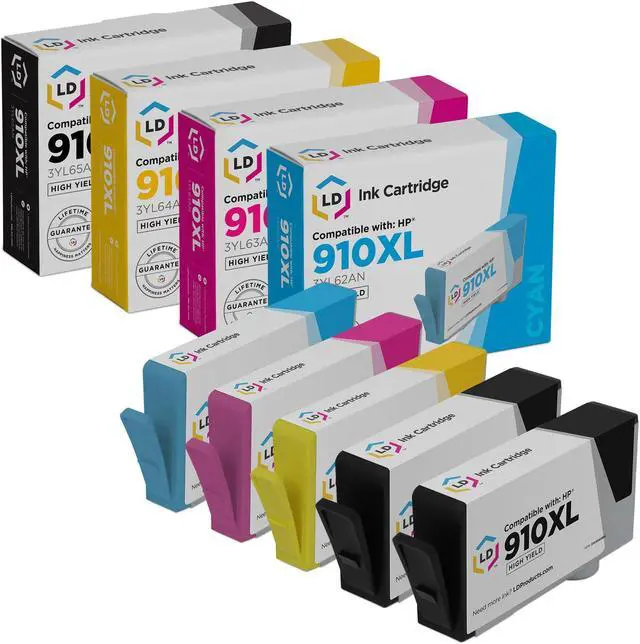 Main image of LD Products Remanufactured Ink Cartridge Replacements for HP 910XL High Yield (2 Black, 1 Cyan, 1 Magenta, 1 Yellow, 5-Pk)