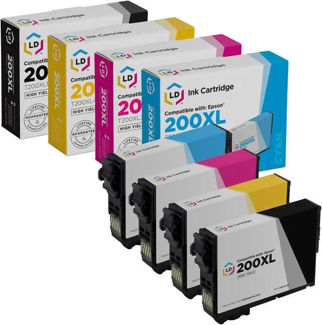 Main image of LD Products Remanufactured Replacements for Epson 200xl Ink Cartridges 200 XL High Yield (1 Black, 1 Cyan, 1 Magenta, 1 Yellow, 4-Pack)