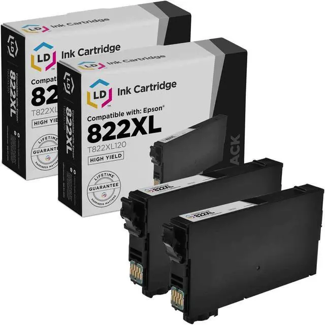 Main image of LD Products Remanufactured Ink Cartridge Replacements for Epson 822XL T822XL120 High Yield (Black, 2-Pack)