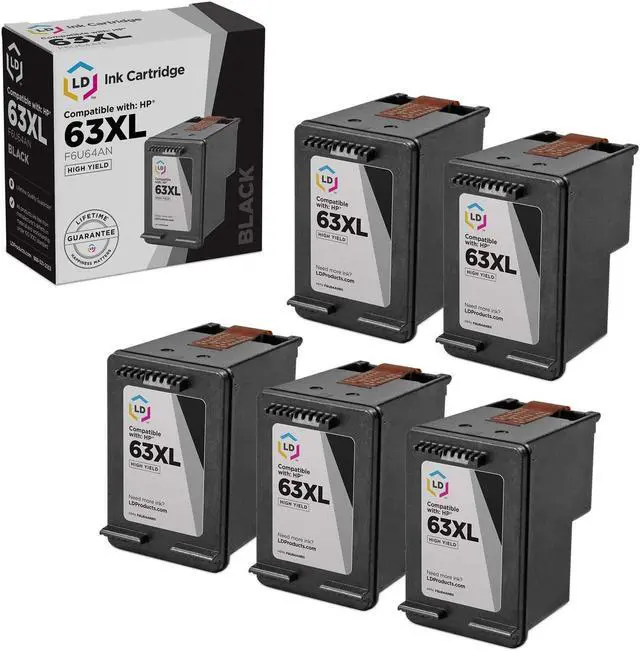 Main image of LD Products Remanufactured Ink Cartridge Replacement for HP 63XL F6U64AN High Yield (Black, 5-Pack)