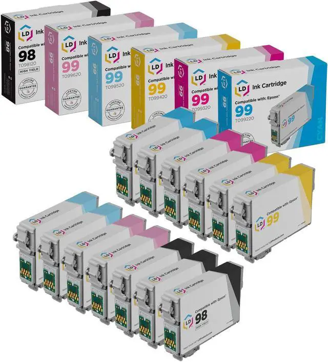 Main image of LD Products Remanufactured Ink Cartridge Replacement for Epson 98 & 99 High Yield (13 Set 3 Black 2 Cyan 2 Magenta 2 Yellow 2 Light Cyan 2 Light Magenta)