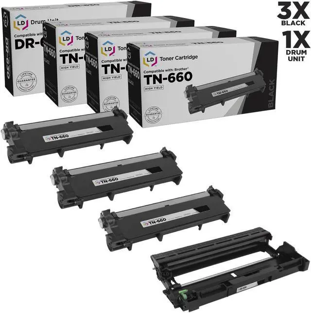 Main image of LD Products Compatible Replacement Toner and Drum for Brother 3x TN660 HY Black 1x DR630 Drum