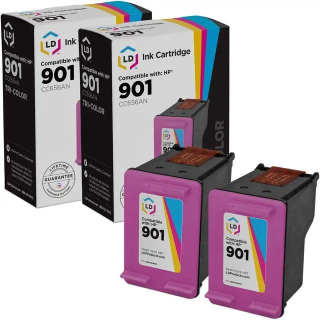 Main image of LD Products Remanufactured Ink Cartridge Replacement for HP 901 CC656AN (Color, 2-Pack)