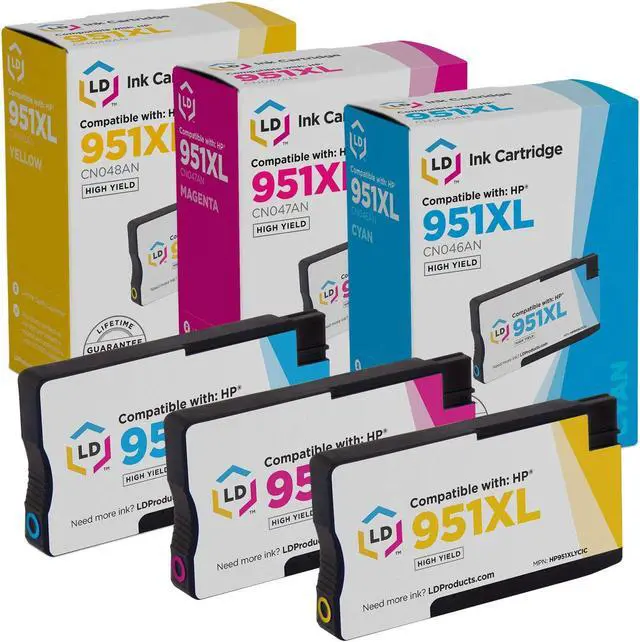 Main image of LD Products Replacement Ink Cartridges Compatible with HP 951XL High Yield (Cyan, Magenta, Yellow, 3-Pack)