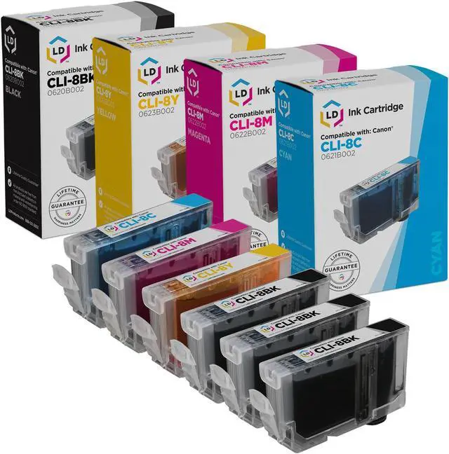 Main image of LD Products Compatible Ink Cartridge Replacement for Canon CLI8 (2 Black, 2 Cyan, 2 Magenta, 2 Yellow, 8-Pack)