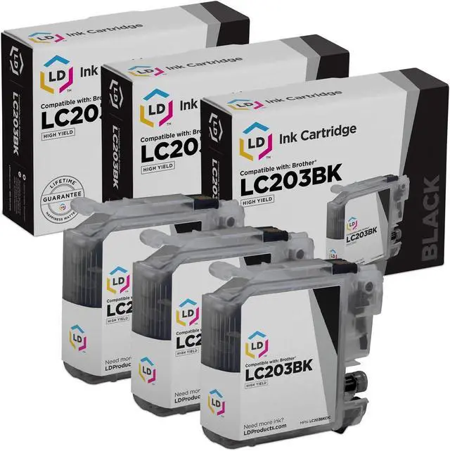 Main image of LD Products Compatible Ink Cartridge Replacement for Brother LC203BK High Yield (Black, 3-Pack)