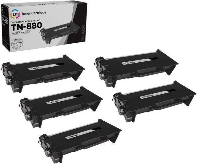 Alt view image 3 of 13 - LD © Compatible Brother TN880 Super HY Pack of 5 Black Cartridges for HL-L6200DW, HL-L6200DWT, HL-L6250DW, HL-L6300DW, HL-L6400DW, HL-L6400DWT, MFC-L6700DW, MFC-L6750DW, MFC-L6800DW, MFC-L6900DW