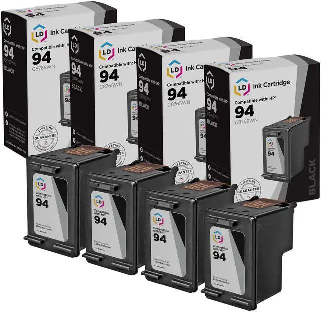 Main image of LD Products Remanufactured Ink Cartridge Replacements for HP 94 C8765WN (Black, 4-Pack)