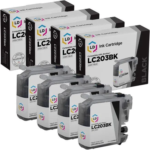 Main image of LD Products Compatible Ink Cartridge Replacement for Brother LC203BK High Yield (Black, 4-Pack)
